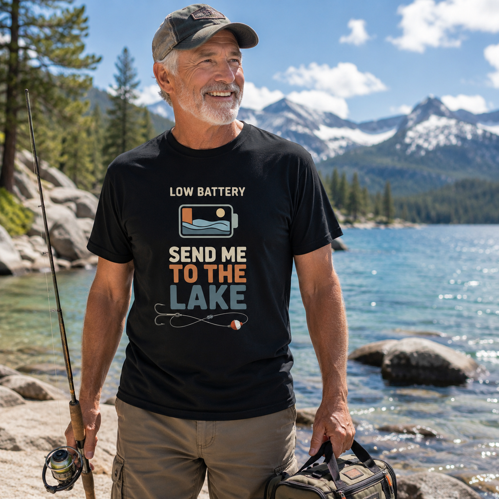 Low Battery Send Me to the Lake Men’s Graphic Tee