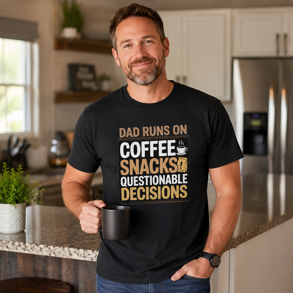 Dad Runs on Coffee Snacks and Questionable Decisions Tee