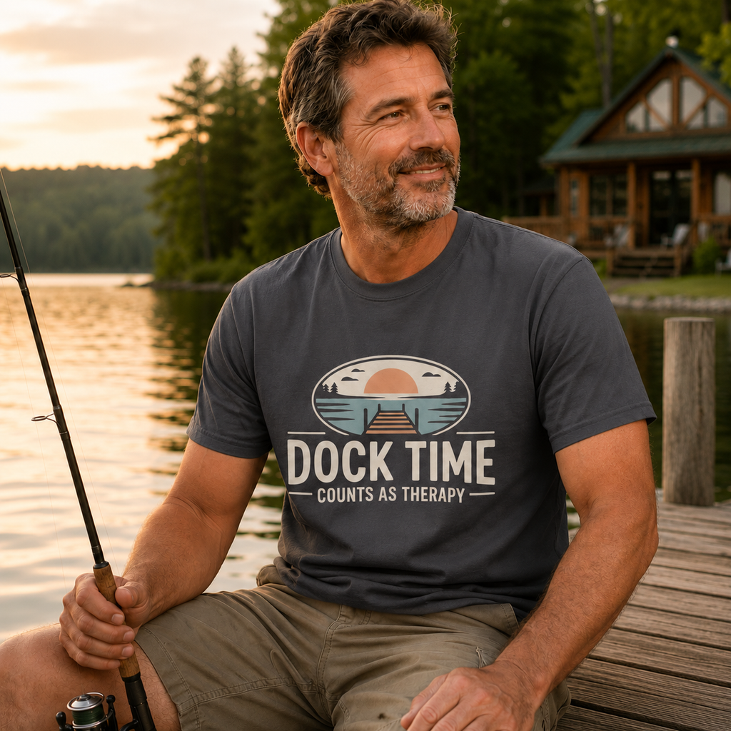 Dock Time Counts as Therapy Lake Life Men’s Tee