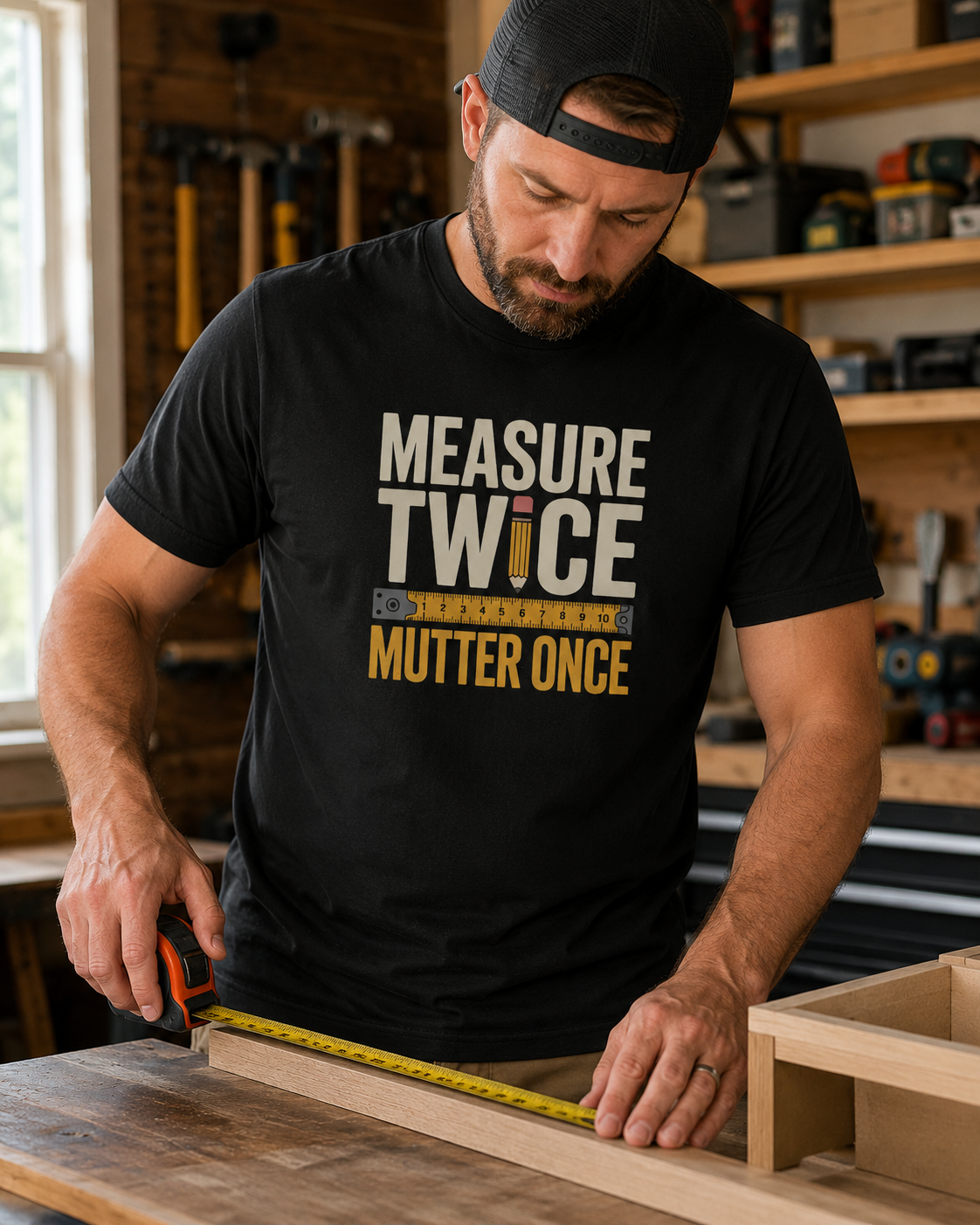 Measure Twice Mutter Once Funny Tool Guy Tee